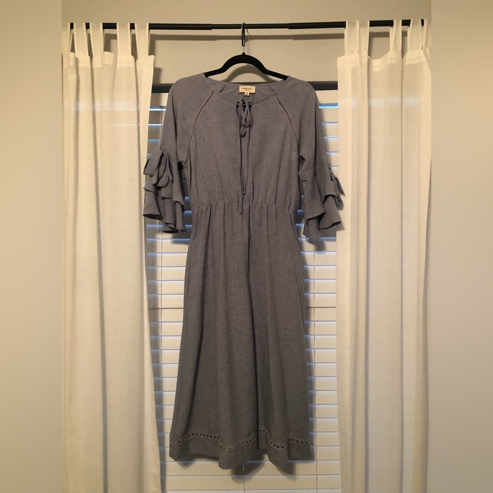 Blue Ruffle Sleeve Dress